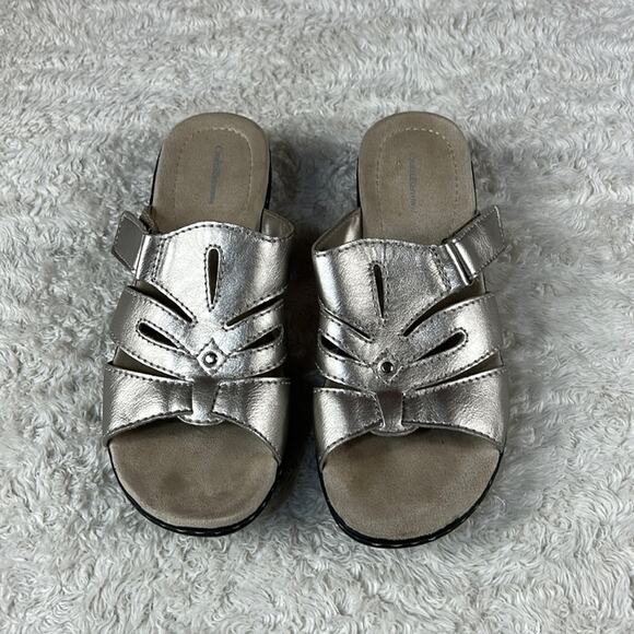 Croft and Barrow Piper Metallic slip on wedge sandals, size 8 med - Picture 1 of 7